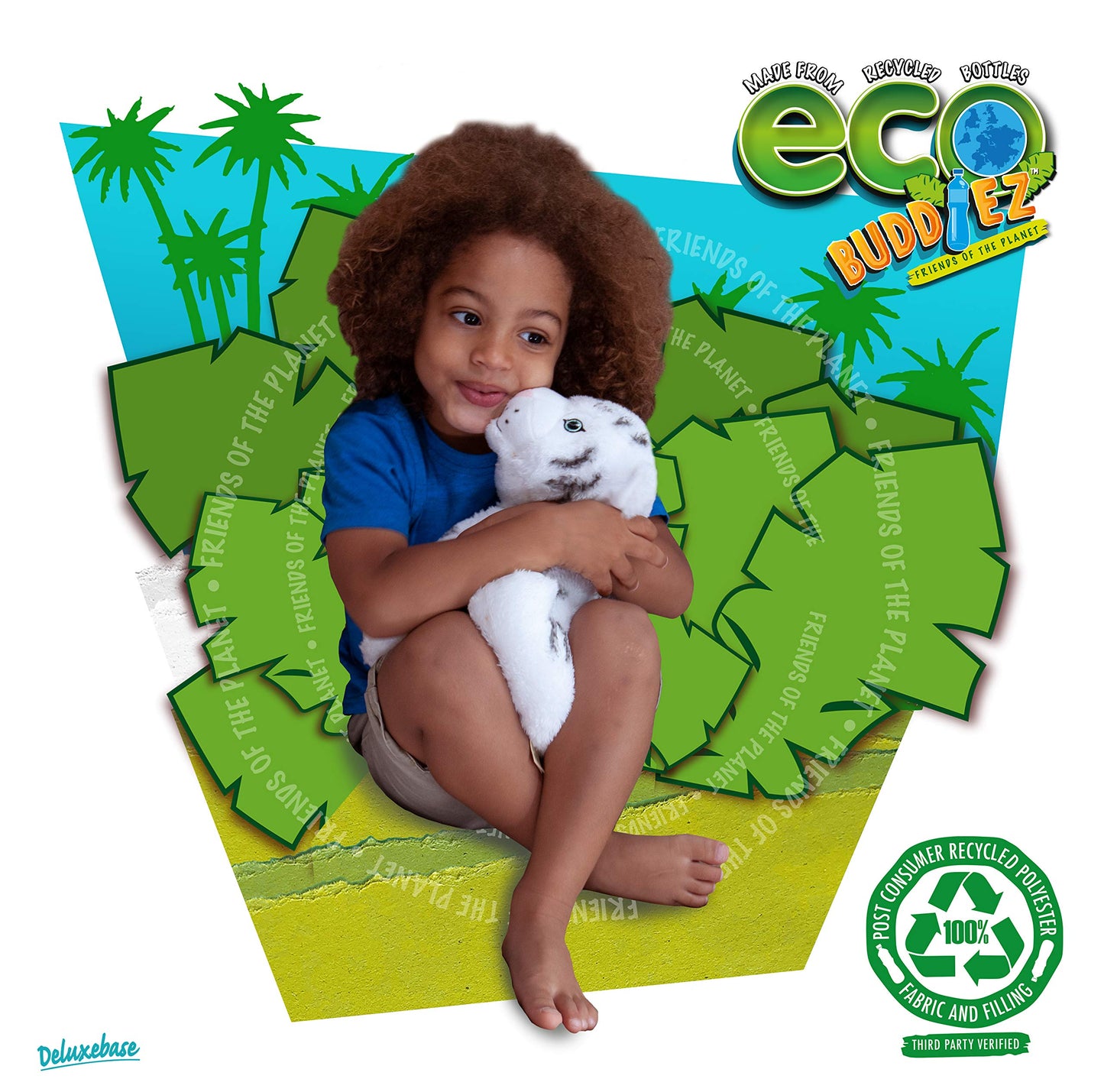 Ecobuddiez - White Tiger From Deluxebase. 12 Inch White Tiger Plush Toy. Eco Friendly Child Safe Tiger Stuffed Animal Made From Recycled Plastic Bottles.