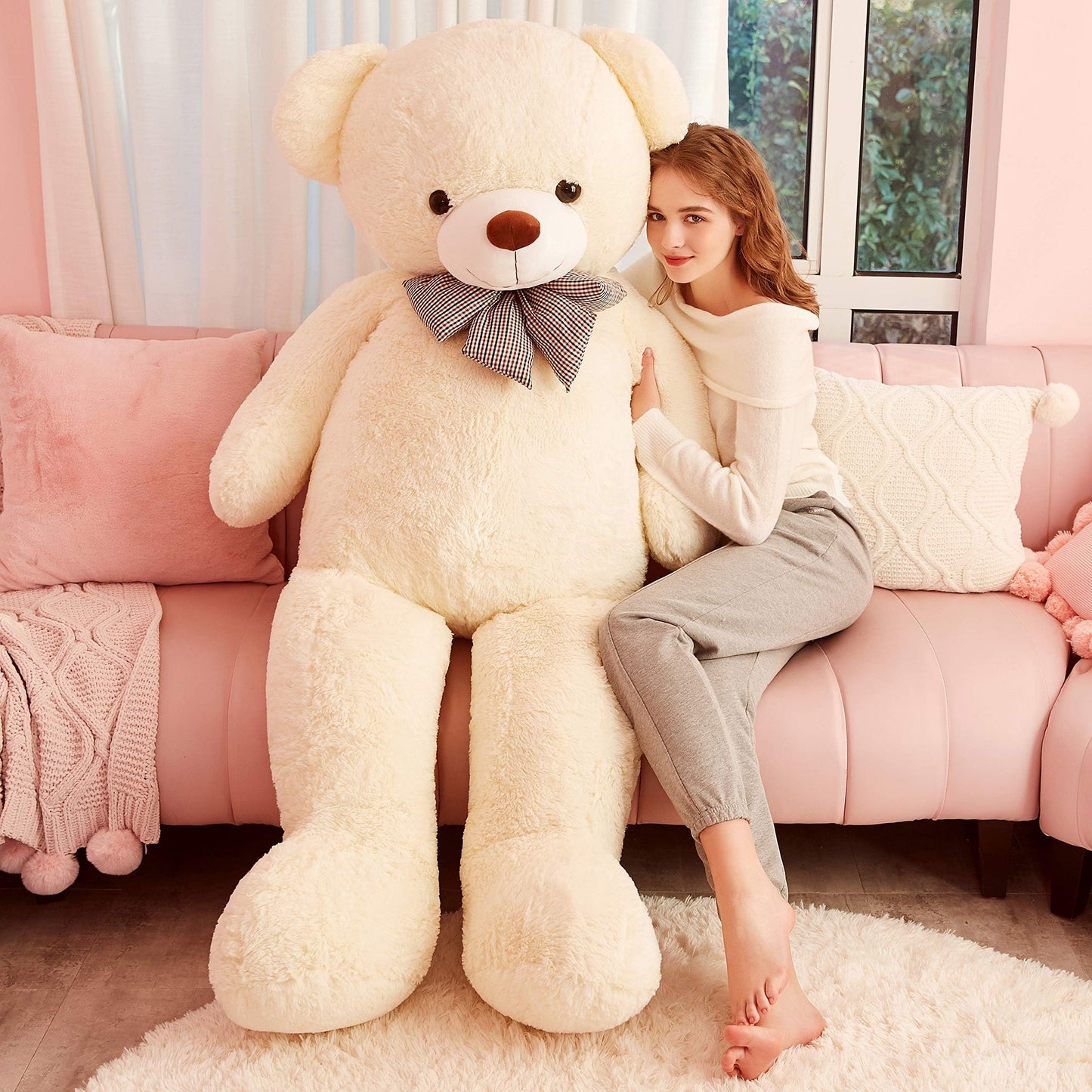 IKASA Giant White Teddy Bear Plush Toy - 59 inches, Polyester Stuffed Animal, Model 6636554