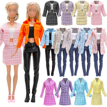 Barwa 11 Pcs Doll Clothes 4 Sets Elegant Business Skirt Vest Set Fashion Top And Pants Long Sleeved Coat Office Style Casual For