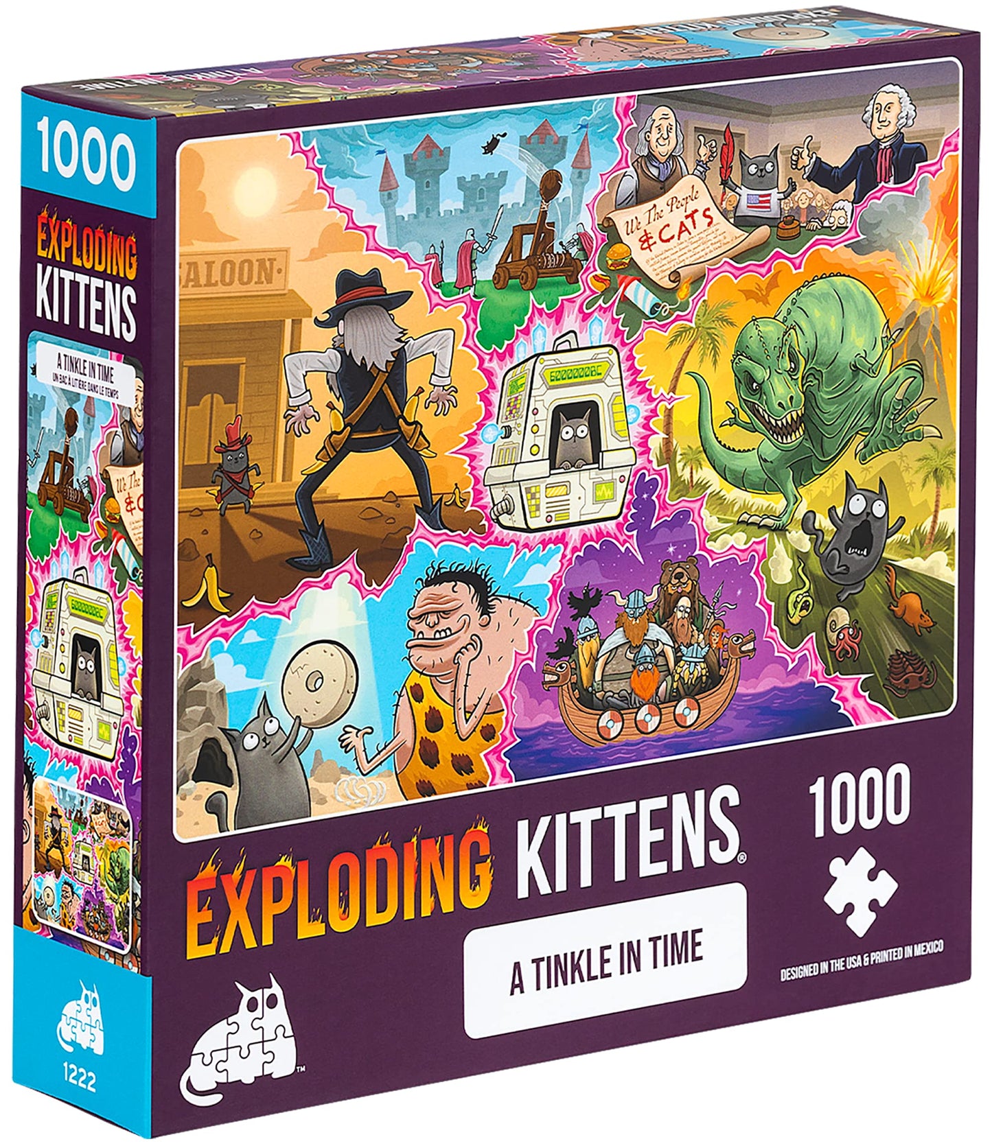 Exploding Kittens Tinkle in Time Jigsaw Puzzle - 1000 Pieces, Multi-colored Cardboard Fun for Adults, Teens, and Kids - Model PTINK-1K-6