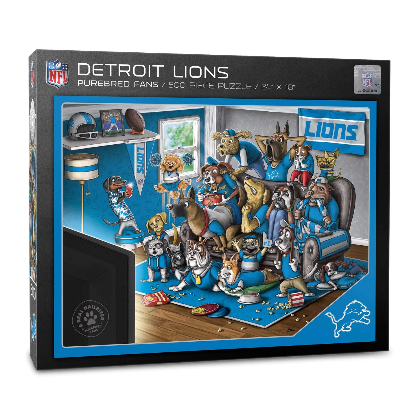 YouTheFan unisex mature-themed Detroit Lions Purebred Fans 500pc Puzzle A Real Nailbiter   Team Colors  500 Piece US