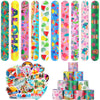 40 Pieces Hawaiian Theme Slap Bracelets with 50 Pieces Hawaii Stickers Summer Hawaii Snap Bracelet for Adult Luau Tropical Gifts