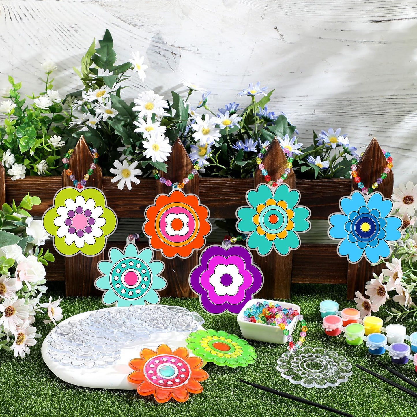 WinnerWhy 30 Sets Mothers Day Suncatchers Window Art Kits, Spring DIY Sun Catchers Crafts Paint Your Own Window Ornaments for B