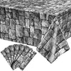 Stone Wall Tablecloths, Medieval Themed Party Decorations Supplies Disposable Plastic Brick Stone Tablecloth Castle Brick Wall Table Covers For Halloween Birthday Party Favors(108 X 54 Inch, 6 Pack)