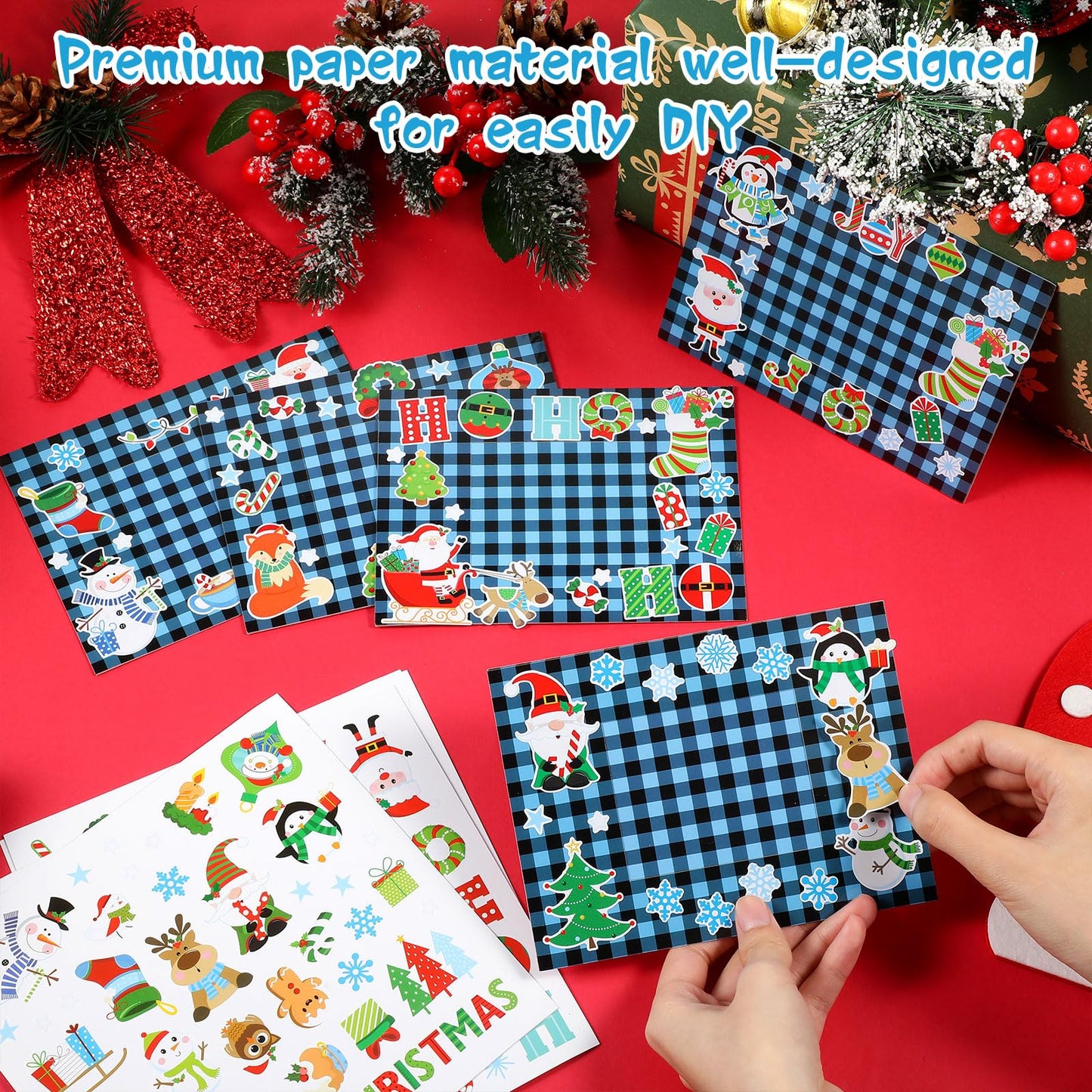 24 Packs Christmas Photo Frame Xmas Craft DIY Picture Frame Ornaments with Stickers Christmas Photo Frame Cards Game DIY Xmas Gi