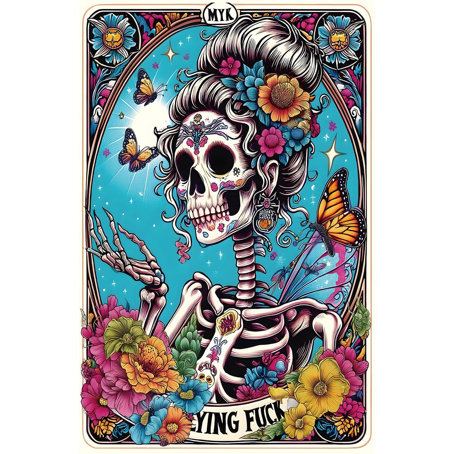 Halloween Sugar Skull 500 Piece Jigsaw Puzzle for mature-themeds Day of The Dead Puzzle with Vibrant Floral Skull Butterflies Playing Cards Art Challenging mature-themed Jigsaw Puzzles for Game Night(15 x23 )