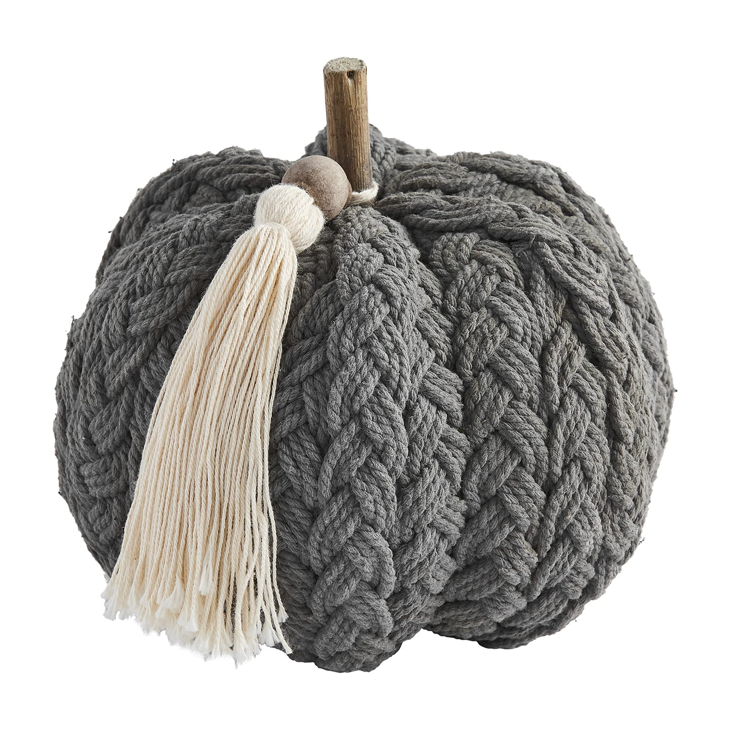 Mud Pie, Gray Braided Rope Pumpkin Sitter, 4 3/4'' X 6 1/2'' Dia