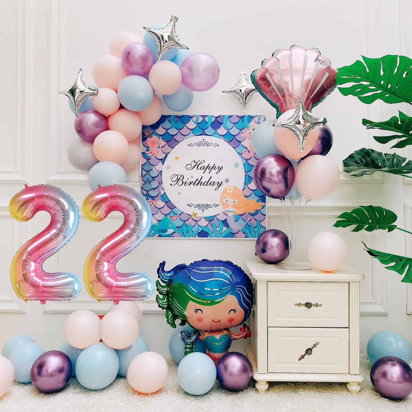 Smlpuame 40 Inch Number Balloons 0-9 Rainbow Gradient Large Number 22 Balloons, Digital Balloons For Birthday Party Celebration