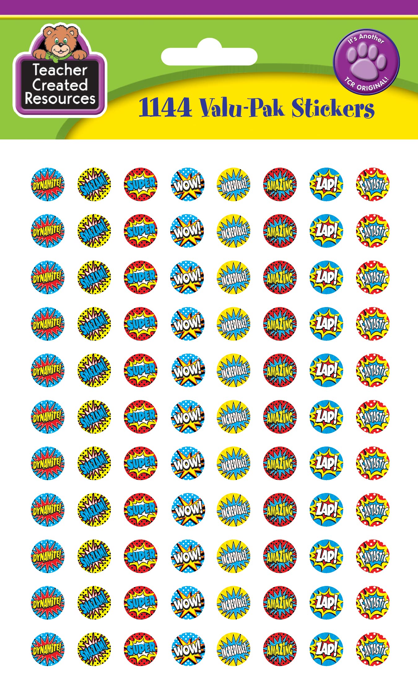 Teacher Created Resources Superhero Mini Stickers Valu-Pak, 3/8 in, Multicolored, 1144 Pieces