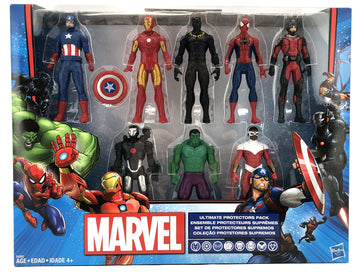 Hasbro Marvel Avengers Action Figures Set - 8 Piece Plastic Collection, Includes Iron Man, Hulk, Captain America & More, Black