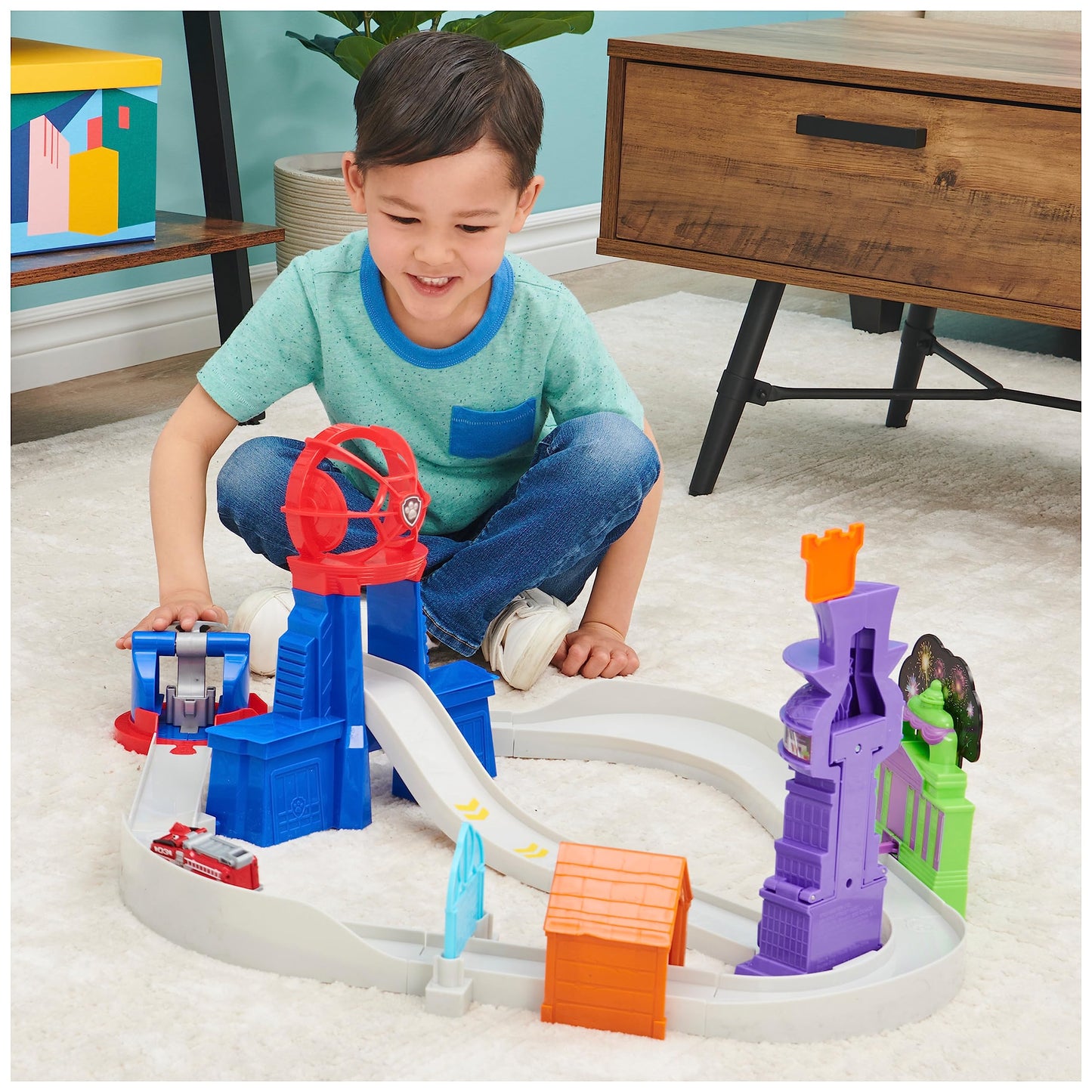 Paw Patrol True Metal Total City Rescue Track Set with Exclusive Marshall Vehicle, 1:55 Scale, Deluxe Playset for Kids Ages 3+