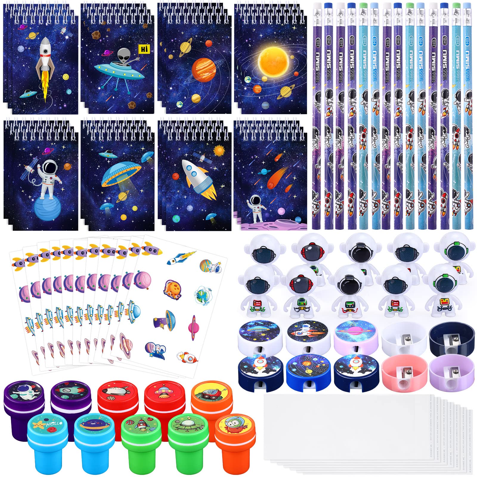 Faccito 86 Sets Space Party Favors Astronaut Party Favors Space Stationery Set Classroom Reward Gifts Prizes Notepads Pencils St
