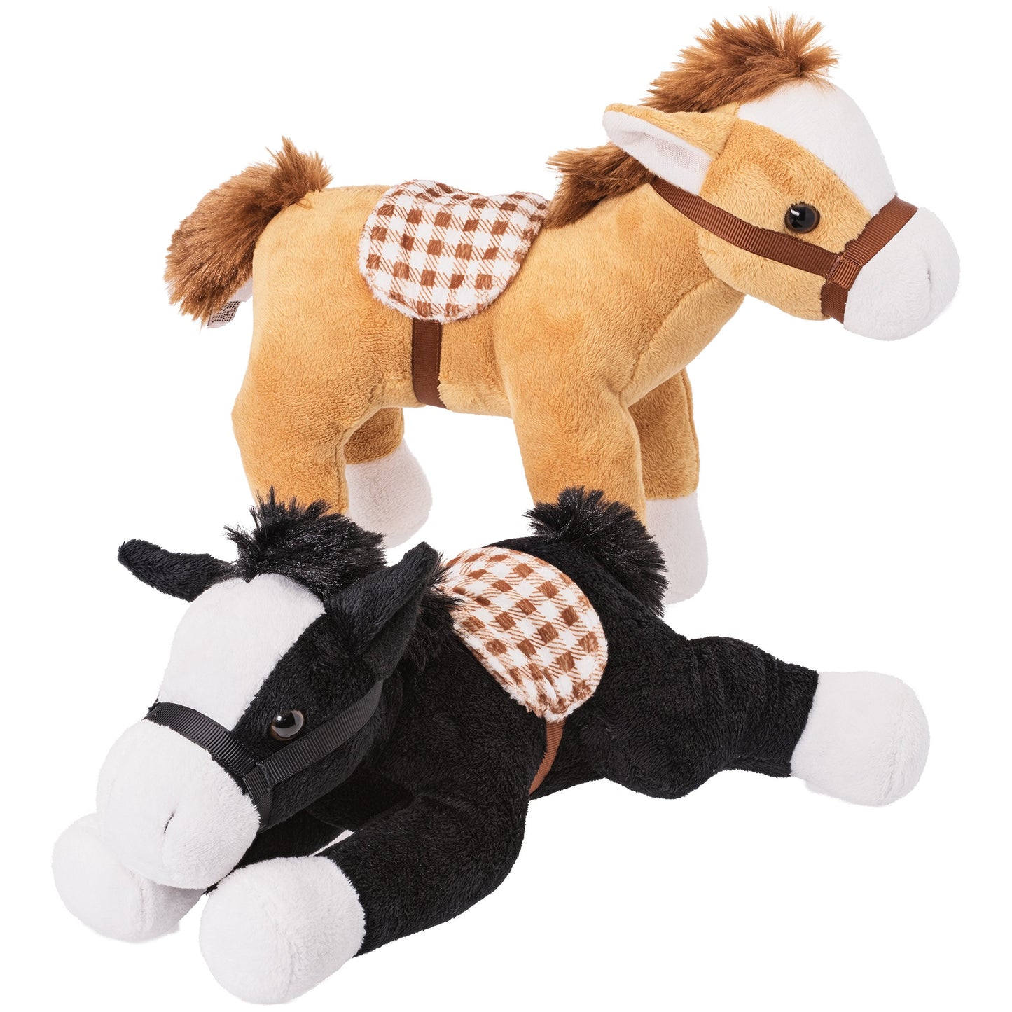 PREXTEX Bulk Jumbo Plush Horses - 10'' Tall, 4 Pack, Brown Stuffed Animals for Kids, Classroom Decorations, Model GDL7001