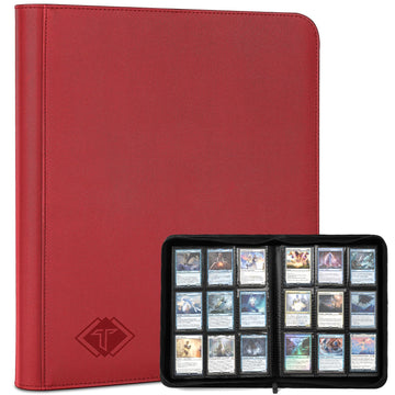 TiopLior Trading Card Binder 9-Pocket  TCG Binder Fit for MTG Yugioh Card Album Book 432 Side-Loading Pockets  enhanced Card Collection Binder for Baseball Football Sports Cards PTCG with Zipper (Red)