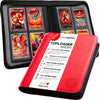 FORZAROCKET 4-Pocket Small Binder for Toploaders - Holds 112 Top Loaders  Ringless  Waterproof PU Leather  for Sports & Trading Cards (Lava Red)