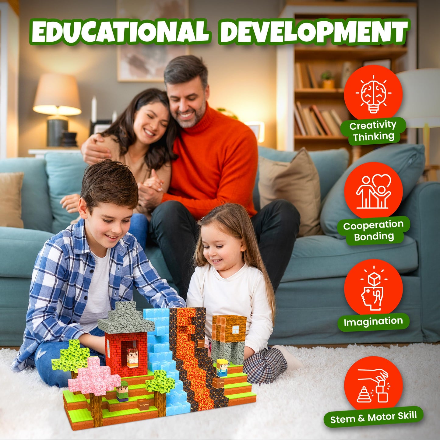 Riccle Magnetic Blocks - Build Magnetic Building Blocks Toddler Stem Sensory Outdoor Toys For 3+ Year Old Boys & Girls, Educatio