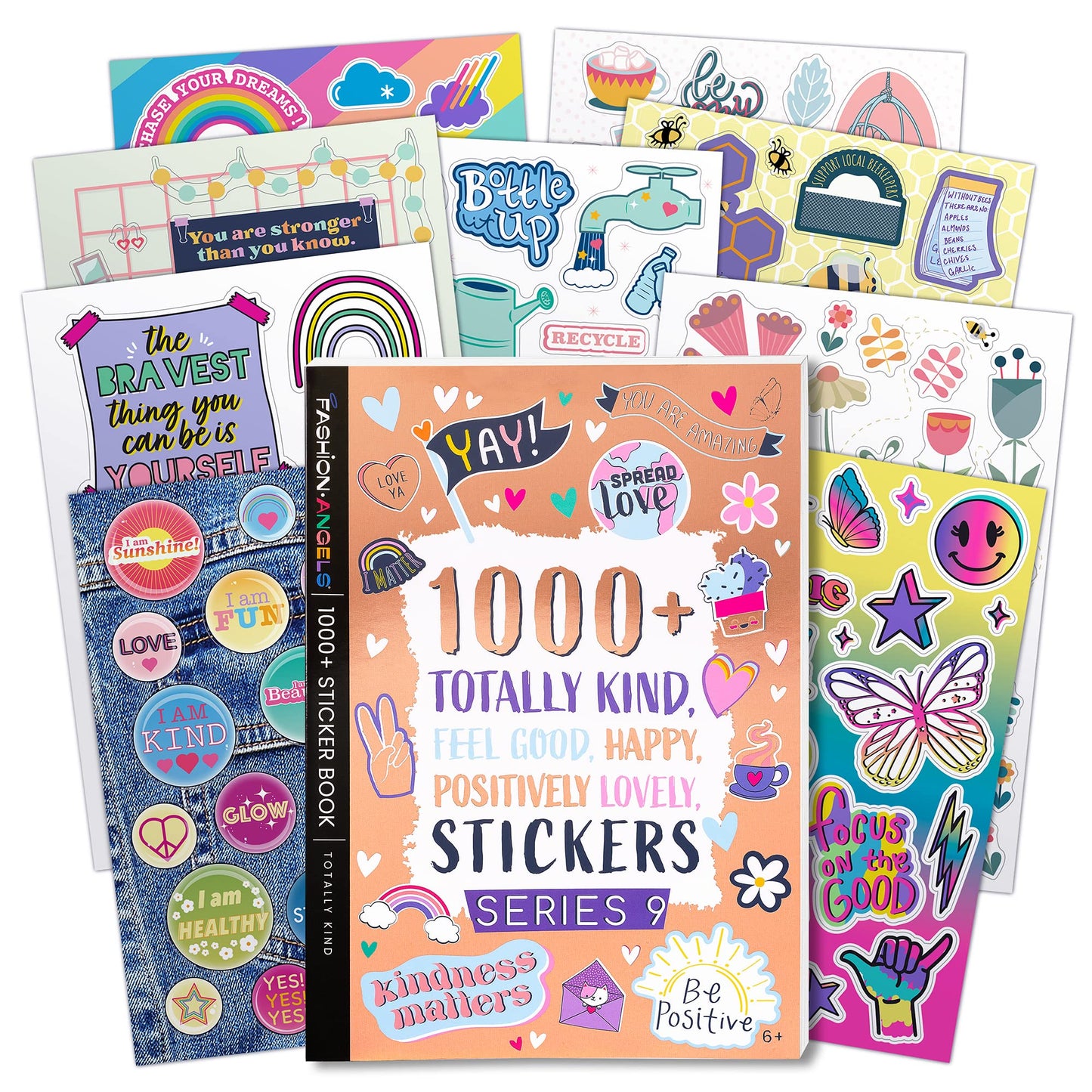 Fashion Angels 1000+ Kindness Stickers Book - Positive Affirmation & Mental Health Stickers for Kids, Multicolor, Model 77962