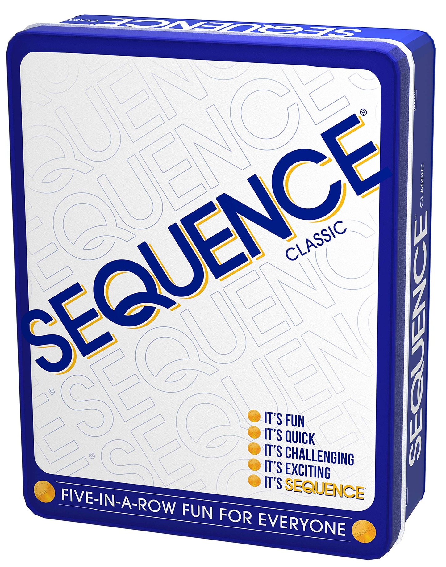 Jax Sequence in a Tin - Five-in-a-Row Game for 2-12 Players, White, Metal, Model 918169