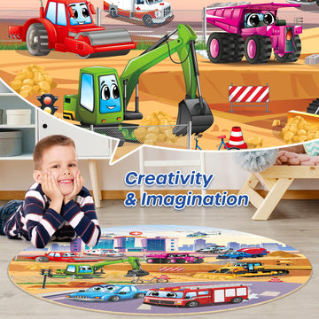 Synarry Vehicle Floor Puzzle For Kids Ages 3-5, Large 70 Piece Puzzle For Kids Ages 4-6, Wooden Floor Puzzle For Kids Ages 4-8, Preschool Toys Gifts For 3 4 5 6 7 8 Years Old Boys Girls Child