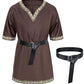 Kids Medieval Costume Boys Viking Tunic Knight Warrior Renaissance Shirts With Belt 10-12 Years Brown