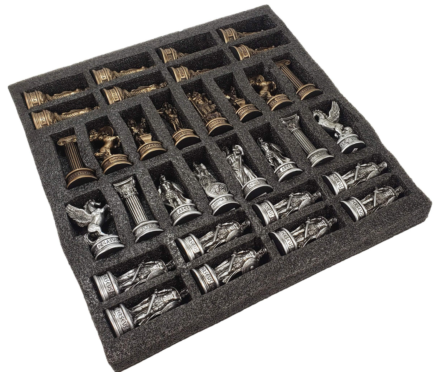 Greek Mythology Olympus Gods Zeus Vs Poseidon Set Of Chess Men Pieces Bronze And Pewter Color - No Board