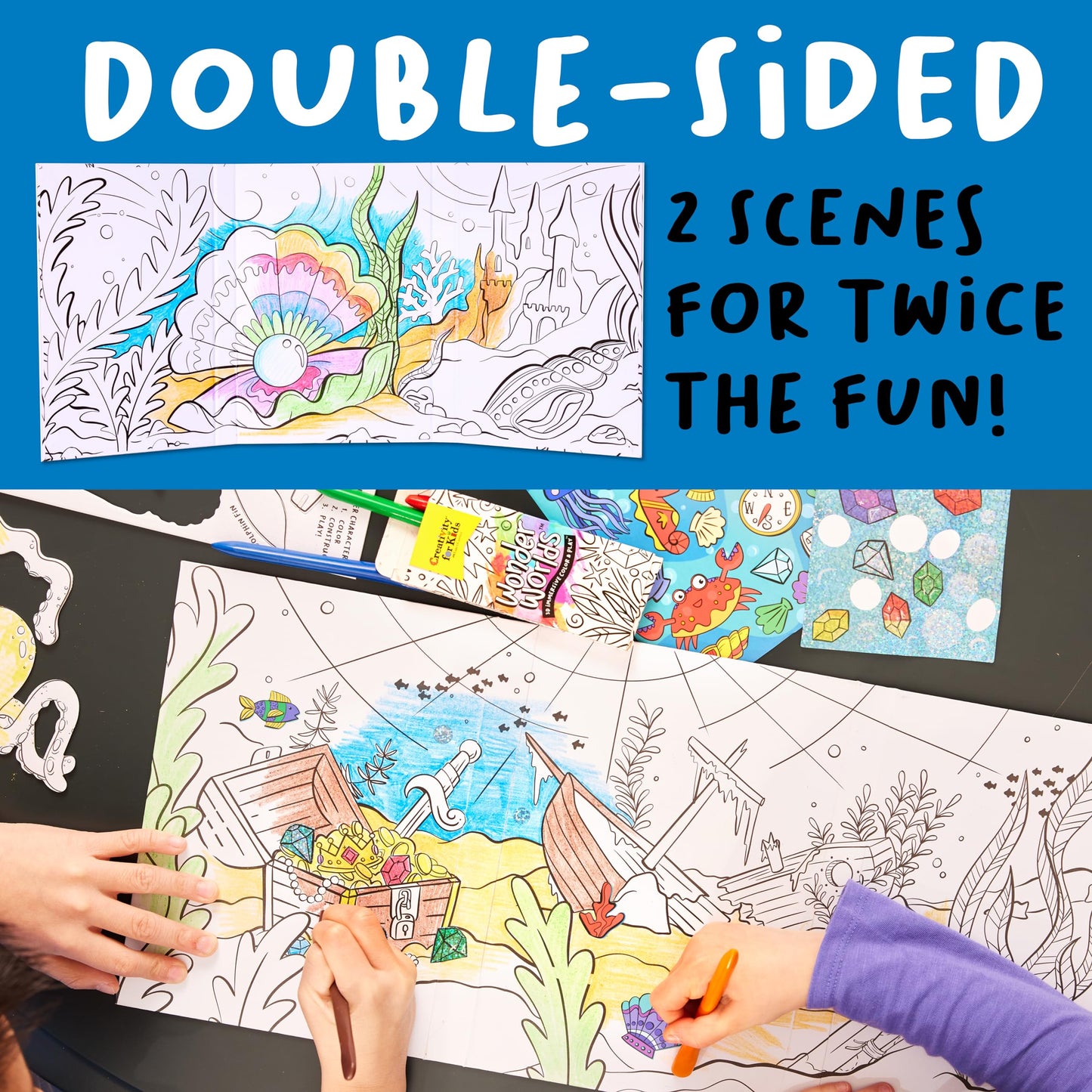 Creativity for Kids Wonder Worlds 3D Coloring Craft Kit: Underwater Adventure - Arts and Crafts for Kids Ages 5-7+, DIY Kit and