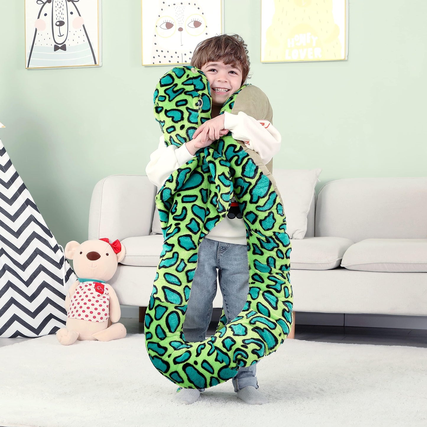 Ikasa Giant Snake Stuffed Animal Plush Toy,106' Large Cobra Cute Jumbo Soft Toys,Huge Big Size Fluffy Plushy Fat Oversized Plushie,Gifts For Kids