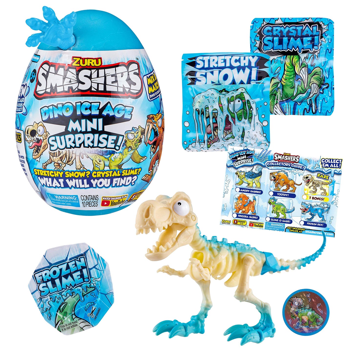 ZURU SMASHERS Dino Ice Age Mini Surprise Egg - T-Rex Skeleton, Model 7456, Small Size, Color May Vary, Polypropylene Material