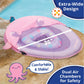 Swimschool Baby Pool Float With Adjustable Canopy - 6-24 Months - Includes 5-Toy Interactive Play Console Safety Seat - Pink