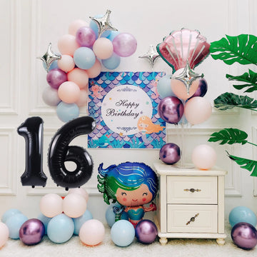Smlpuame 40 Inch Number Balloon 0-9 Black Large Number 16 Balloons,Digital Balloons For Birthday Party Celebration Decorations S