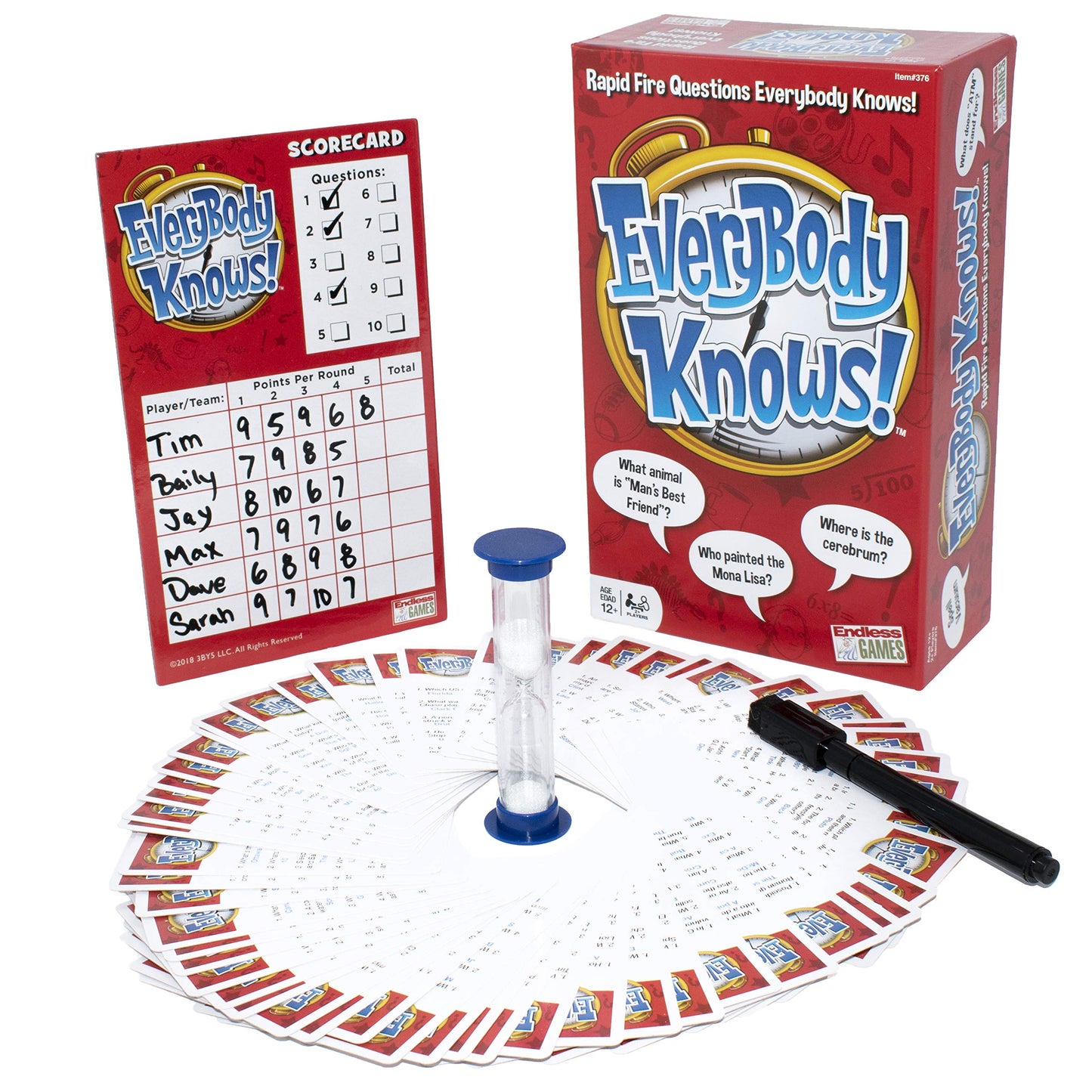Endless Games Trivia Card Game - Everybody Knows! 2018 Edition, Multicolor, One Size, Plastic, Model 376