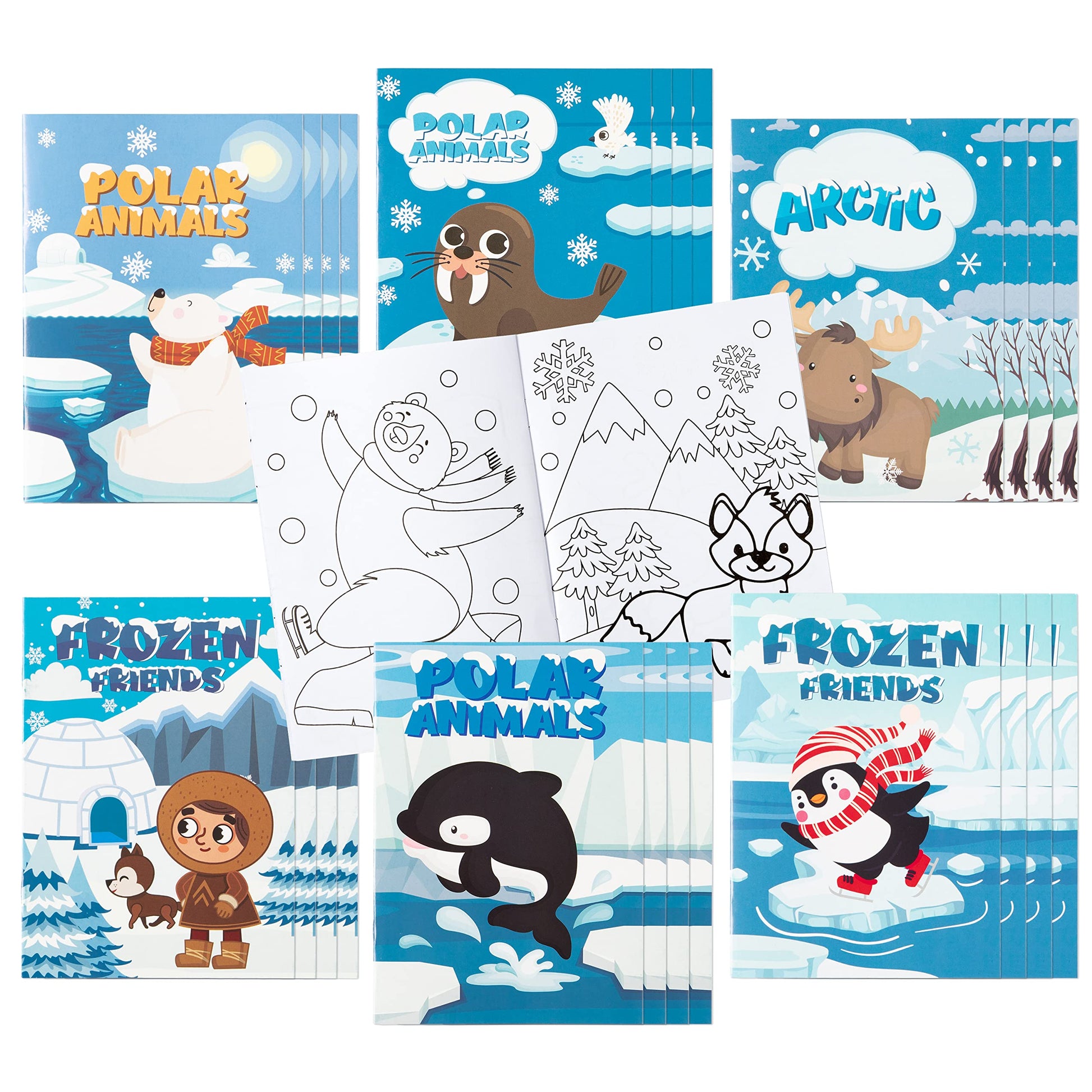 Dvbonike 24Pcs Polar Animals Coloring Books Winter Theme Diy Art Booklet Drawing Pattern Including Arctic Bear Penguin Birthday