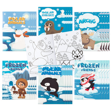 Dvbonike 24Pcs Polar Animals Coloring Books Winter Theme Diy Art Booklet Drawing Pattern Including Arctic Bear Penguin Birthday