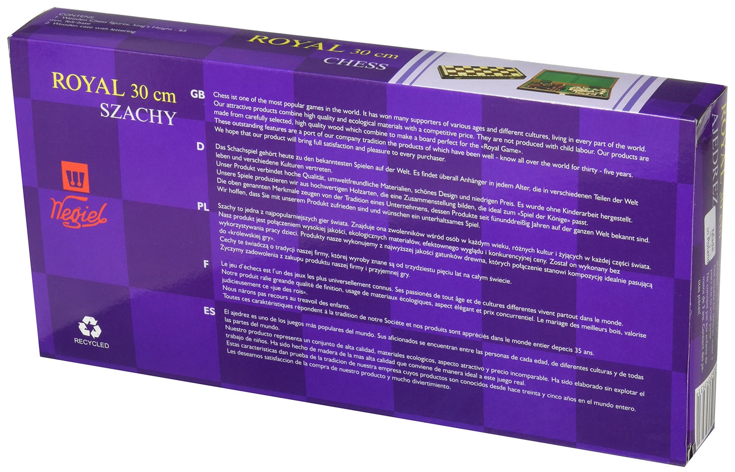 Wegiel Chess Royal 30 European Wooden Handmade Set, 11.81"x1.97", Brown, Model SH-CH010-A