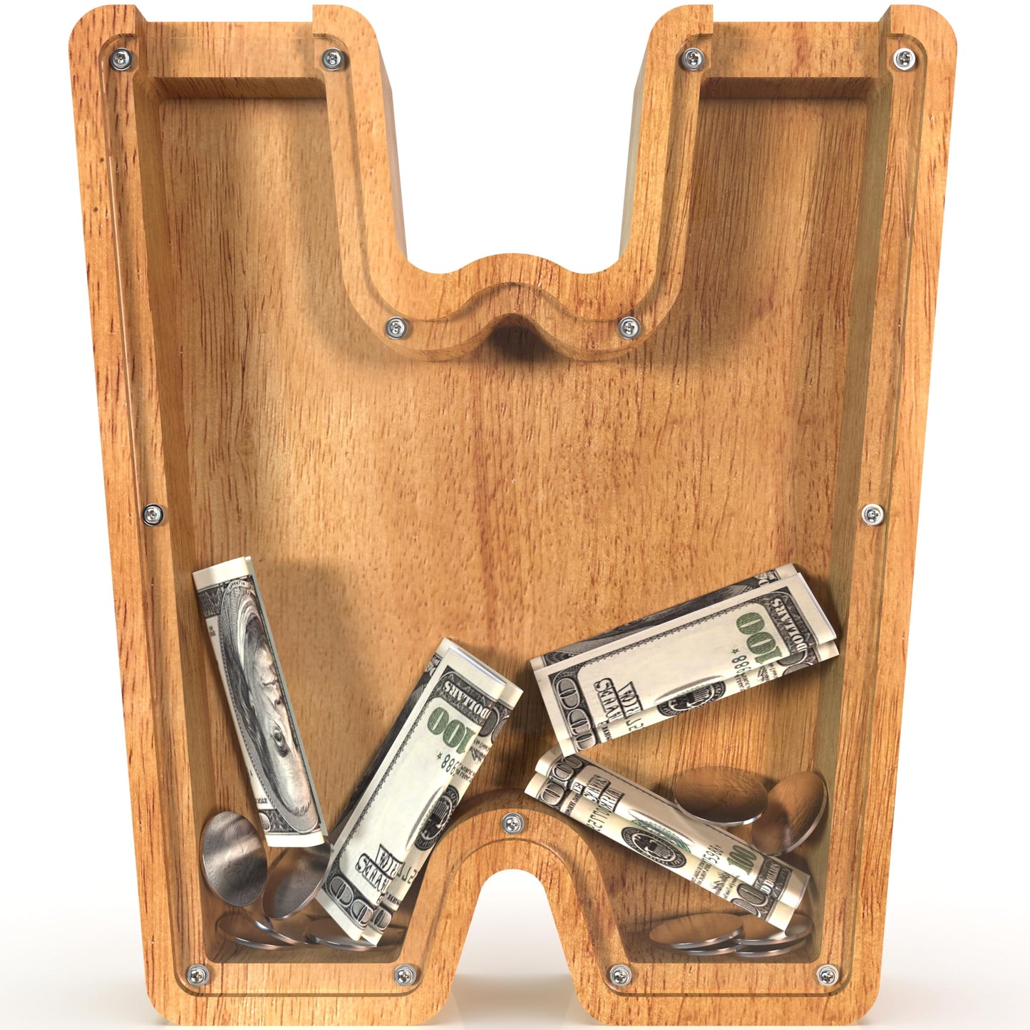 Sulevalt 12' Extra Large Wooden Letter Piggy Banks - Piggy Banks For Boys Girls Kids, Alphabet Money Banks With Initial W - Coin Banknote Bank Birthday/Christmas For Kids