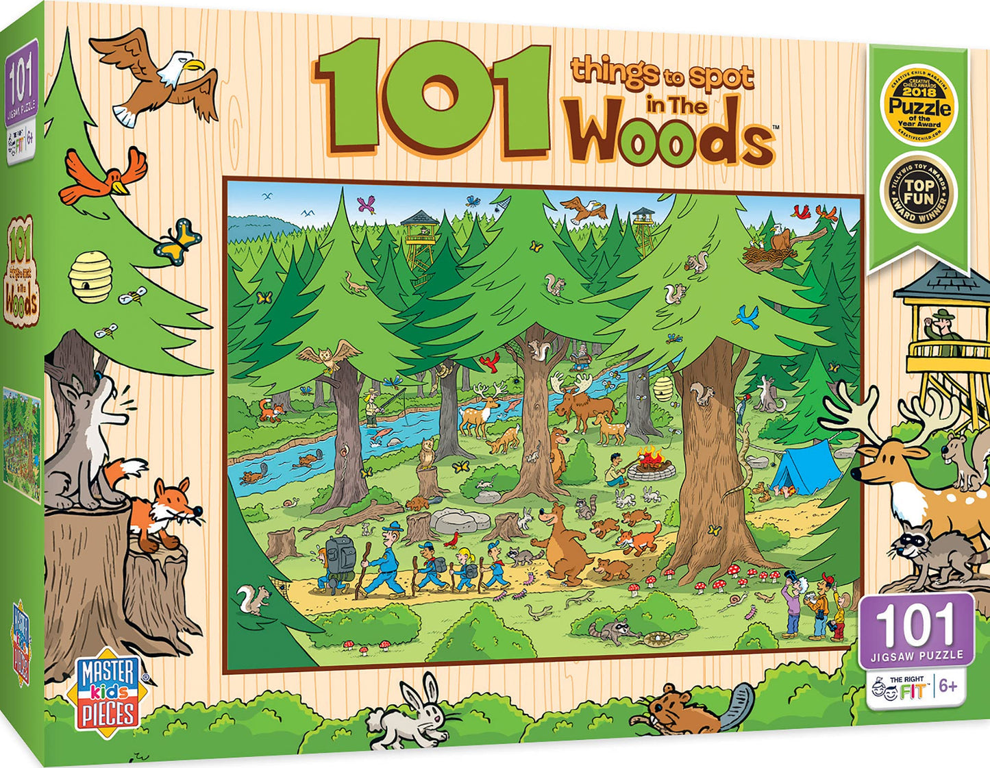 Masterpieces 100 Piece Nature Jigsaw Puzzle For Kids - 101 Things To Spot In The Woods - 14''X19''
