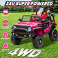 JOYRACER 2 Seater Ride On Toys Car for Big Kids  24V Electric Vehicles w/20'' Large Seat  4X200W Engines  4WD/2WD Switchable  4-Wheeler Suspensions  24v Ride On Trucks for Girls w/Music  Rose Red