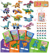Colplay 24 Packs Valentines Day Gifts For Kids Classroom-Dinosaur Building Blocks With Valentines Day Cards For Kids School & Stickers, Exchange Valentines Party Favors Boxes For Kids Boys Girls