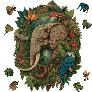 Elephant Wooden Puzzles for Adults,3D Vision Forest Jigsaw Puzzles with Bird 200 Pieces,Unique Shape Wood Puzzle for Kids and Ad