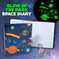 Peaceable Kingdom Deep Space Glow In The Dark 6.25' Lock And Key, Lined Page Diary For Kids