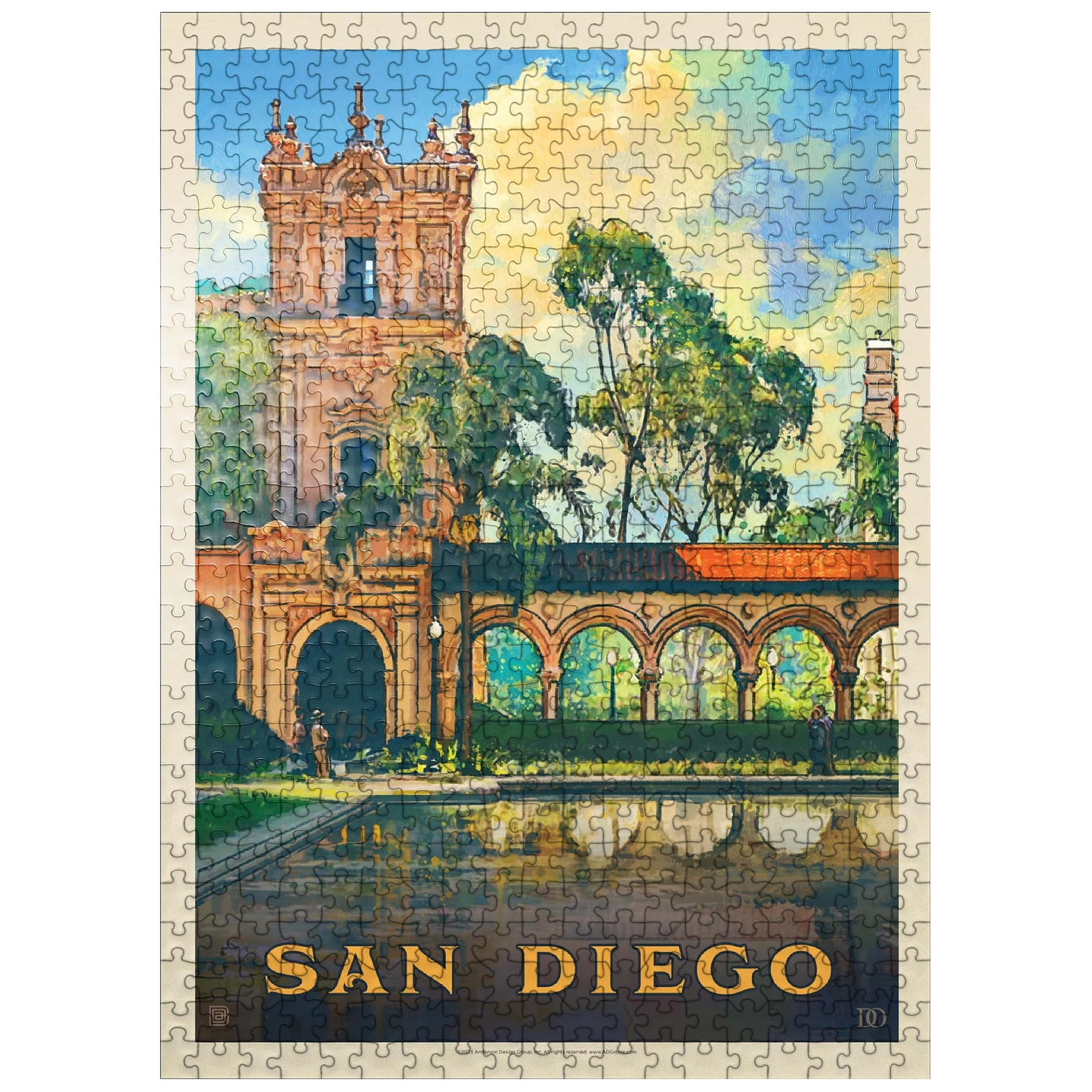 MyPuzzle San Diego, CA: Balboa Park, Vintage Poster - Premium 500 Piece Jigsaw Puzzle for Adults