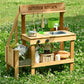 Aoparts Mud Kitchen For Kids Outdoor, Wood Outdoor Kitchen With Planter Box, Toddler Play Kitchen With Sink, Faucet, Blackboard,