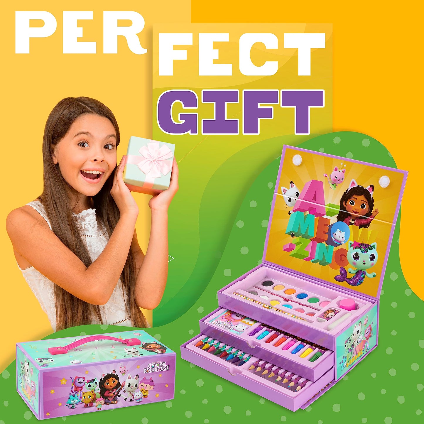 Gabbys Dollhouse Art Set Kids Colouring Set Drawing Gifts for Girls (Multi Case Set)