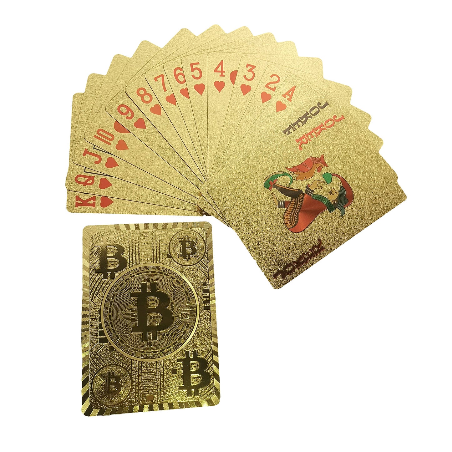Rich Life Style Bitcoin Playing Cards - Waterproof Gold with Commemorative Bitcoin Encased in Plastic