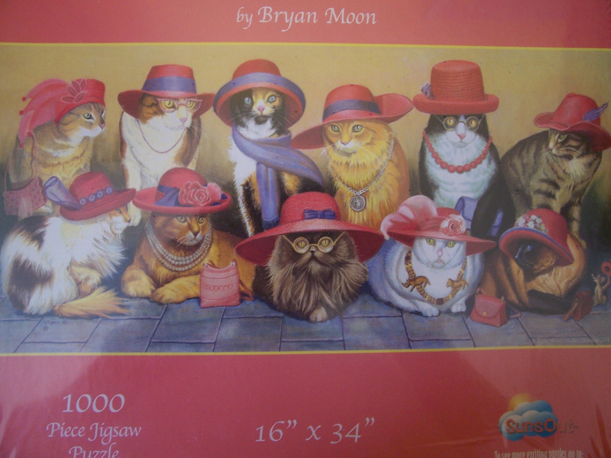 Sunsout Bryan Moon Red Hat Cats 1000 Piece Jigsaw Puzzle