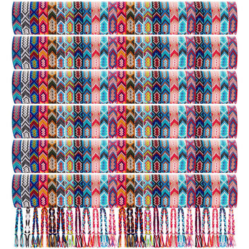 Henoyso 100 Pcs Nepal Woven Friendship Bracelets Bulk Adjustable Braided Bracelets Woven String Bracelet With Sliding Knot Closu