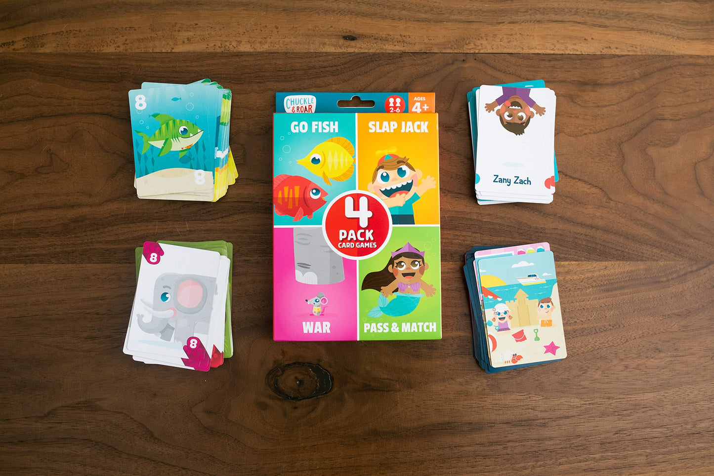 Chuckle & Roar Classic Card Games Set - 4 Pack for Family Game Night - Multicolor - Model 63002 - Fun for All Ages