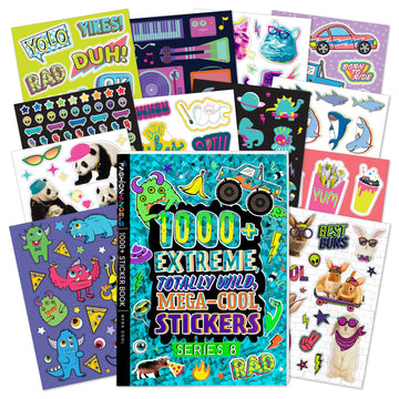 Fashion Angels 1000+ Mega Cool Stickers For Kids - Fun Craft Stickers For Scrapbooks, Planners, Gifts And Rewards, 40-Page Sticker Book For Kids Ages 6+ And Up