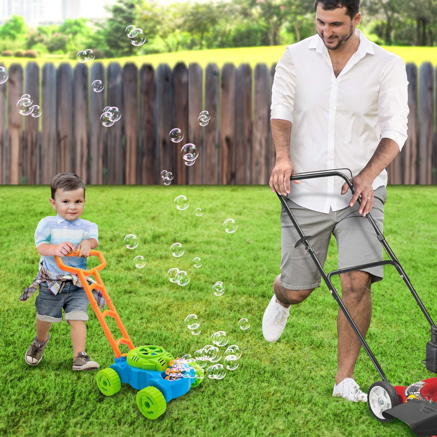 Artcreativity Bubble Lawn Mower, Bubble Blowing Push Toys For Kids Ages 1 2 3 4 5, Bubble Machine, Summer Outdoor Gardening Toys For Toddlers, Birthday Gifts Party Favors For Boys & Girls