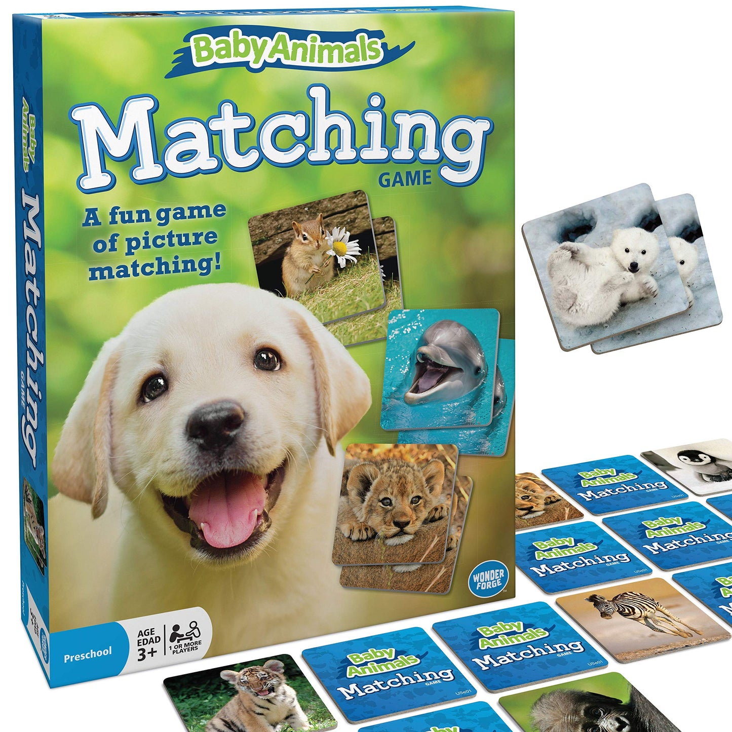 Wonder Forge Baby Animals Matching Game For Boys & Girls Age 3 To 5 - A Fun & Fast Animal Memory Game